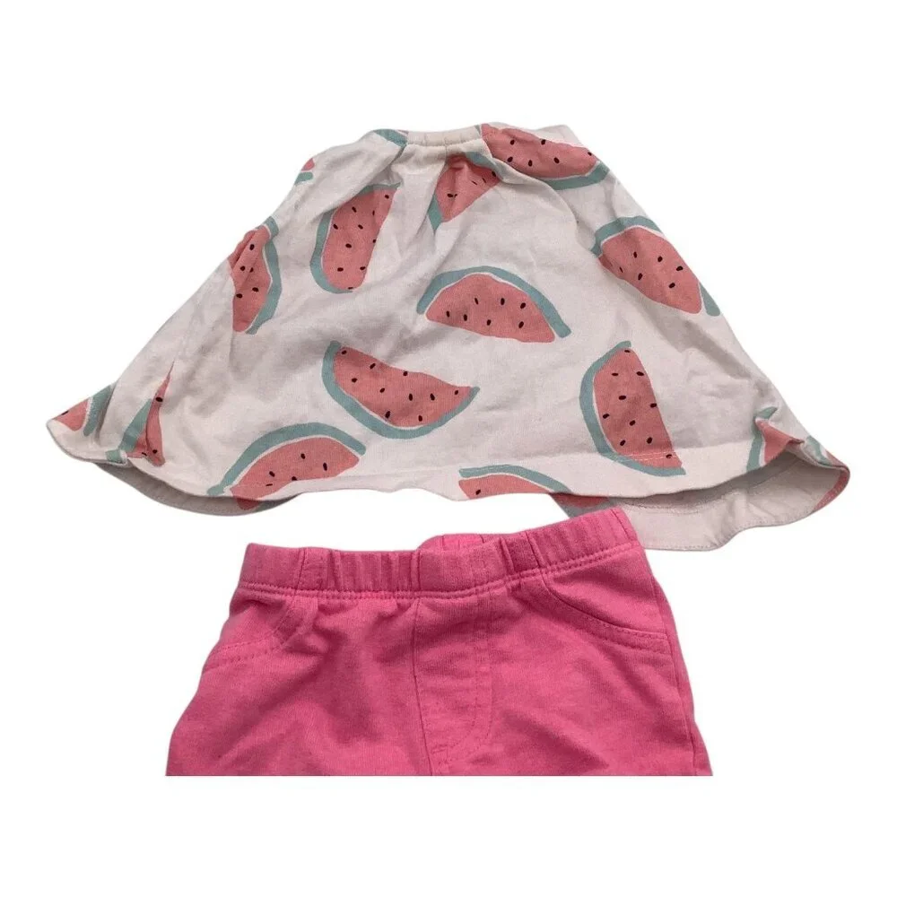 Carter's Lot of 2 Girls 3 Months‎ White Watermelon Sleeveless Shirt Pink Pants